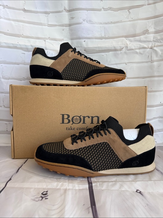 Born Shoes - Born Women’s Aire Casual Laced-Up Sneakers — Black Knit Combo